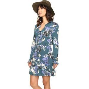 Jack By BB Dakota Ashlene Floral Mini Dress in Juniper Green Size M NWT
